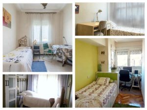 Logement étudiant à Madrid: collage représentant différentes chambres des familles d´accueil