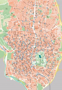 Bicimad: découvrir Madrid à vélo. Carte des points d´ancrage des vélos de Bicimad